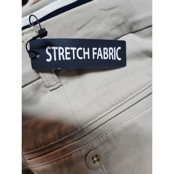 Roundtree & Yorke 50 Big Flat Front Washed Cotton 9" Inseam Shorts Khaki - Picture 5 of 8